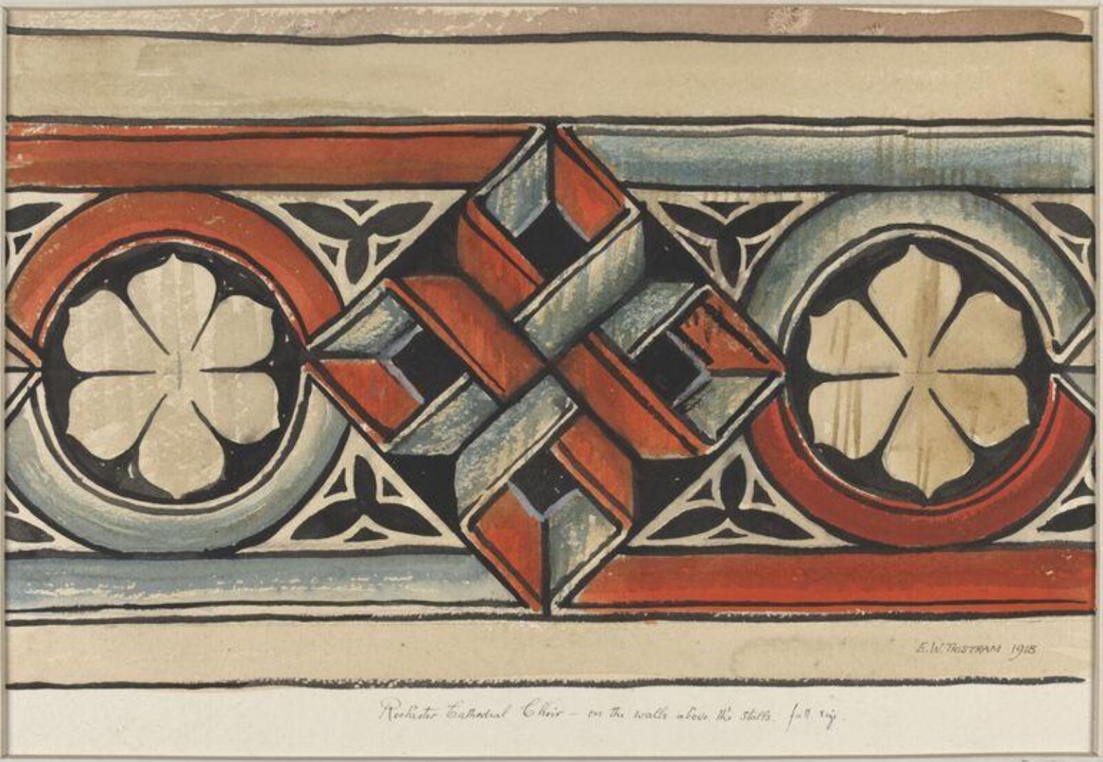 Watercolour drawing, Ernest William Tristram, 1918