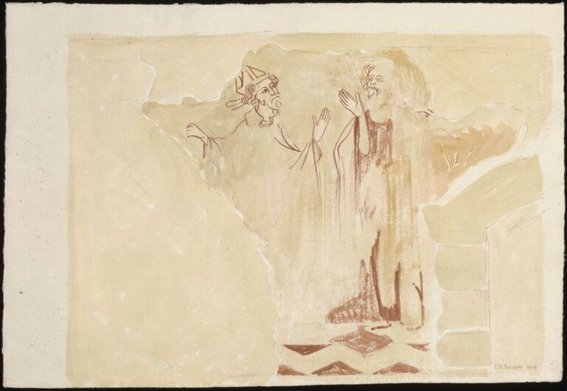St Joachim rebuked by the High Priest, Ernest Tristram, 1924