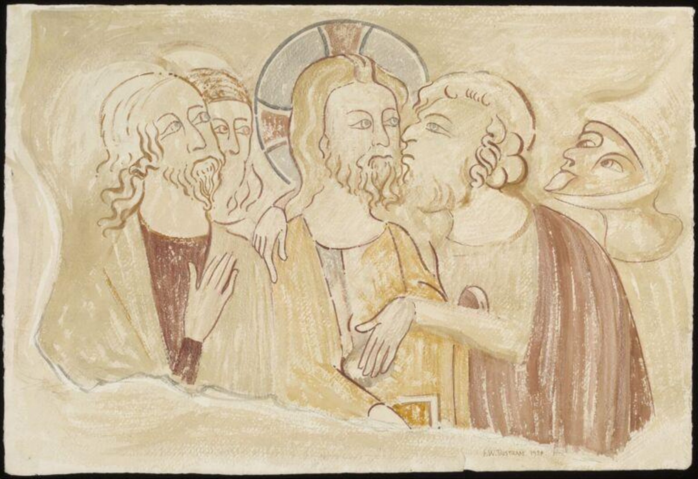 Figures from the Betrayal of Christ, Ernest Tristram, 1924