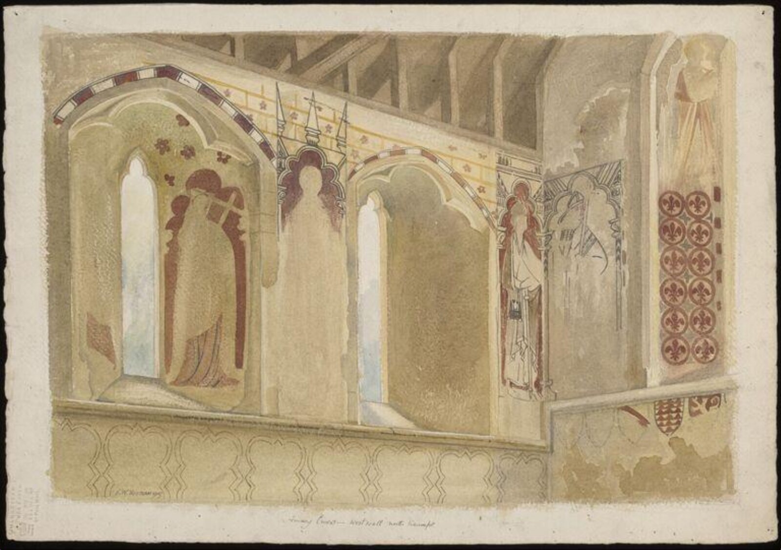 Watercolour drawing, Ernest William Tristram, 1915