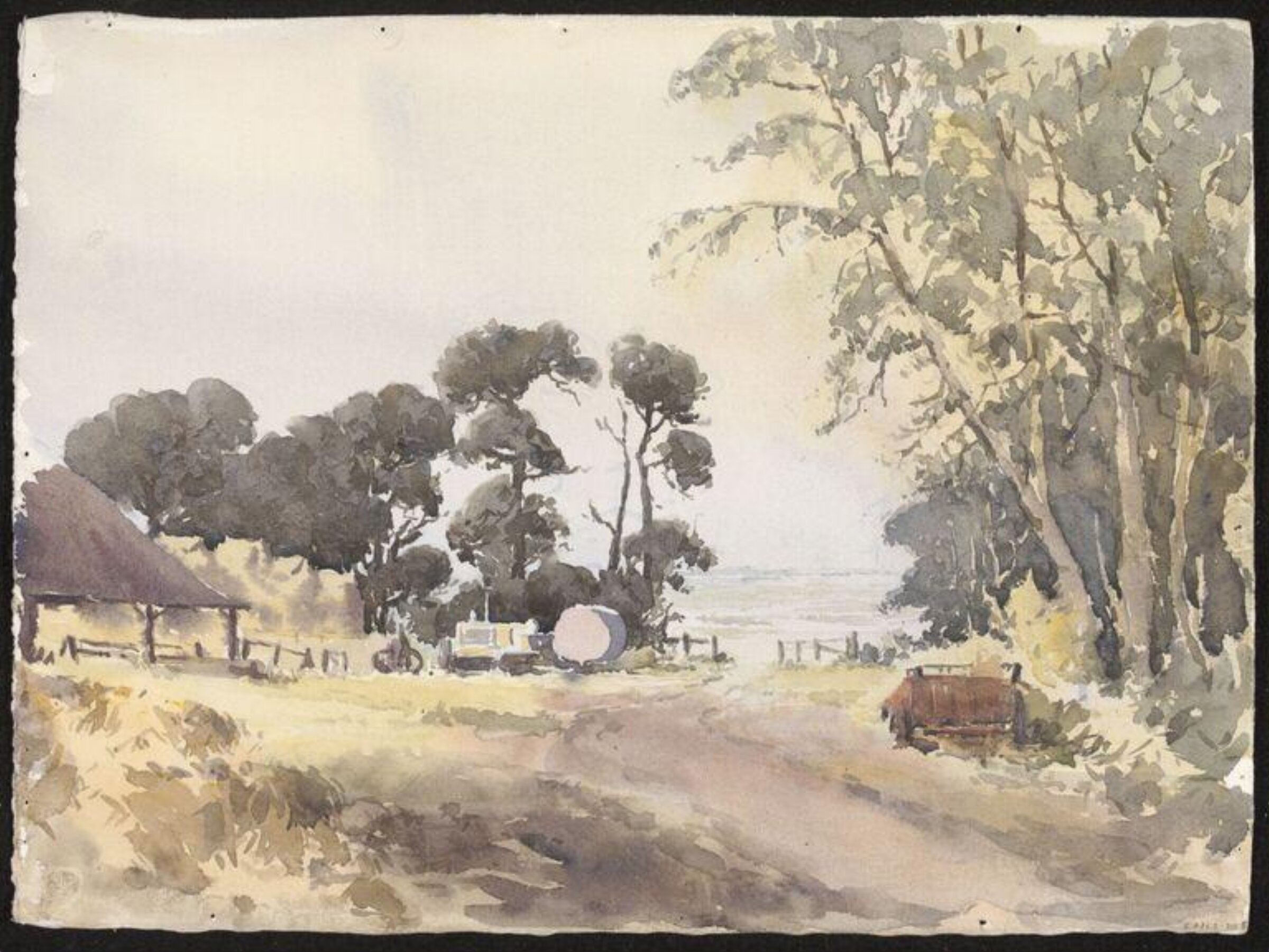 'A track on the edge of a wood' and 'Study of trees', Audrey Penn, 1970-1980