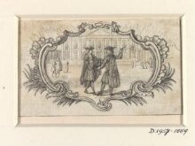 Two gentlemen in a town square: vignette for a book illustration thumbnail 1