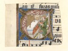 Part of a leaf from a Choirbook with a historiated initial T thumbnail 1