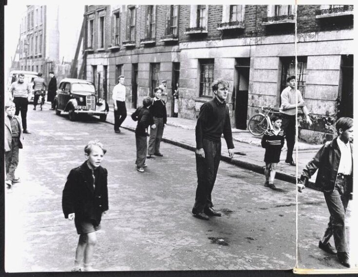 Brindley Road, off Harrow Road, May 11 1957 [boys in street] top image