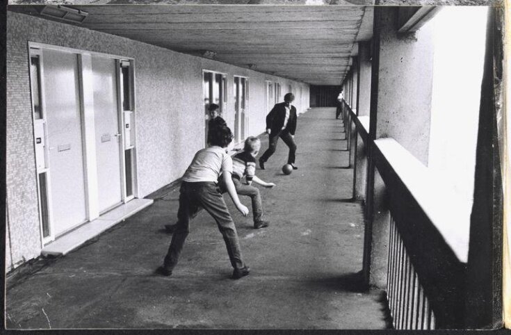 Hyde Park Estate, Sheffield, August 1966 [boys playing with ball] top image