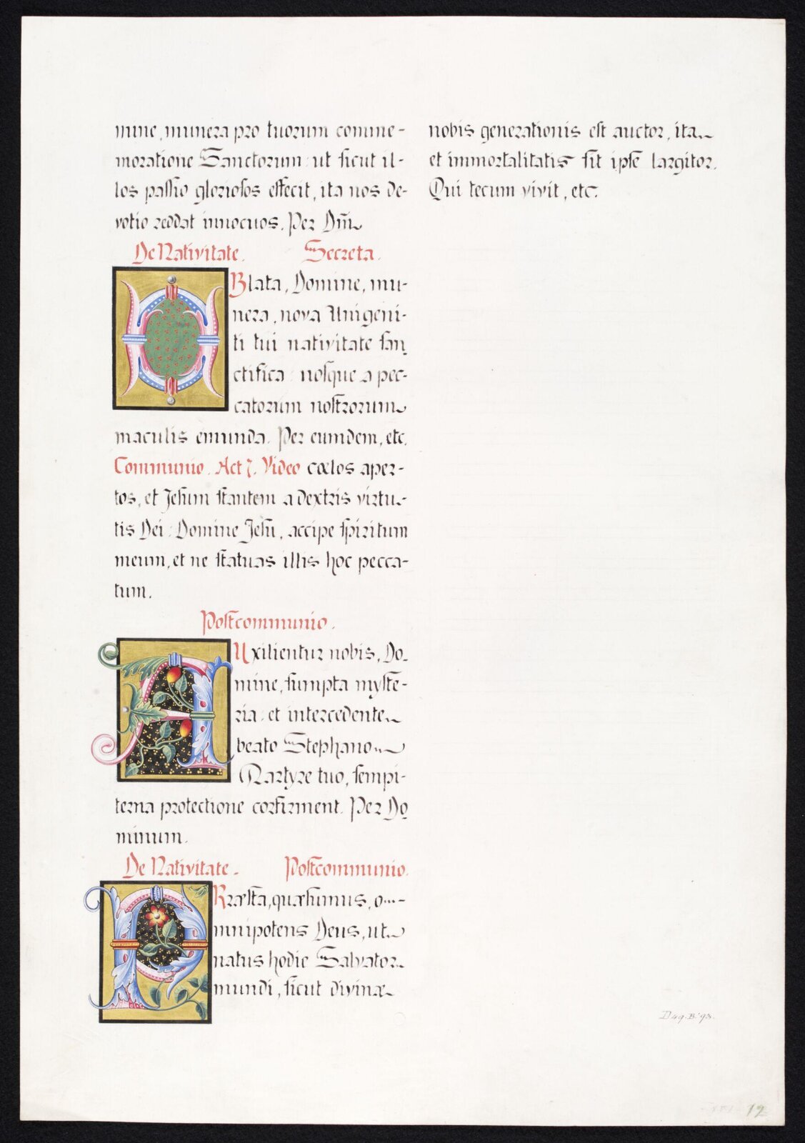 Illumination copied after medieval models, C. Barison, before 1893