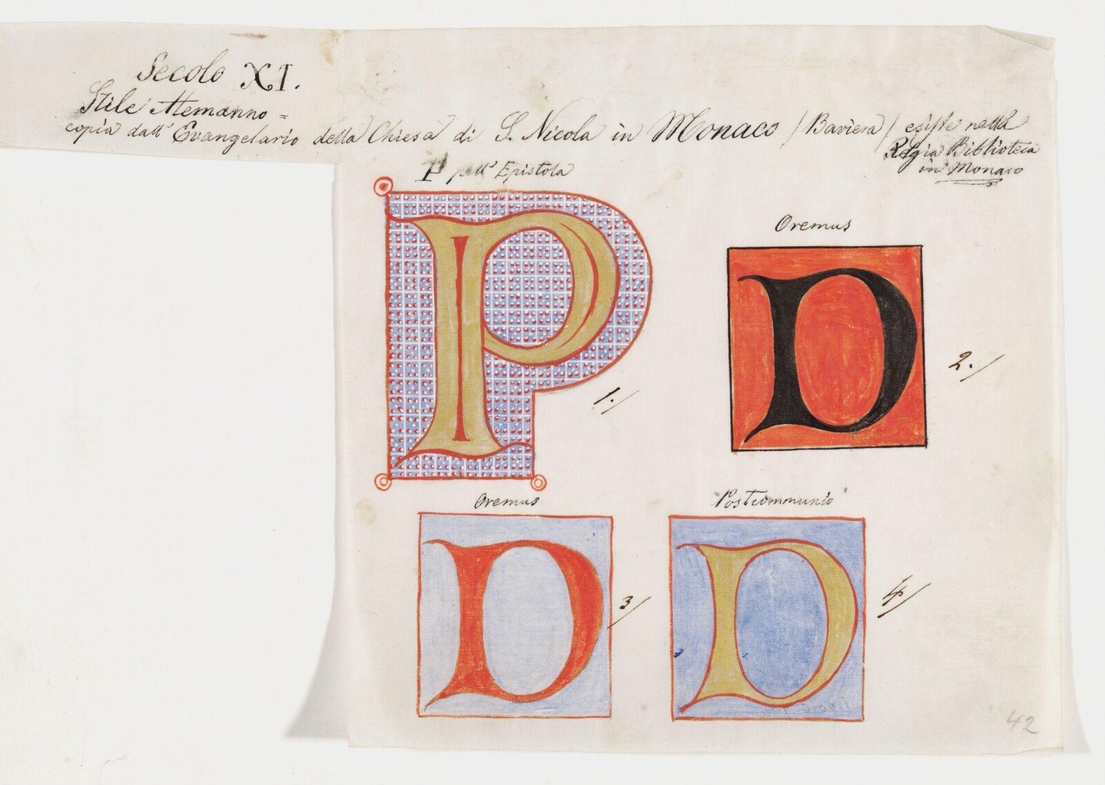 Illumination copied after medieval models, C. Barison, before 1893