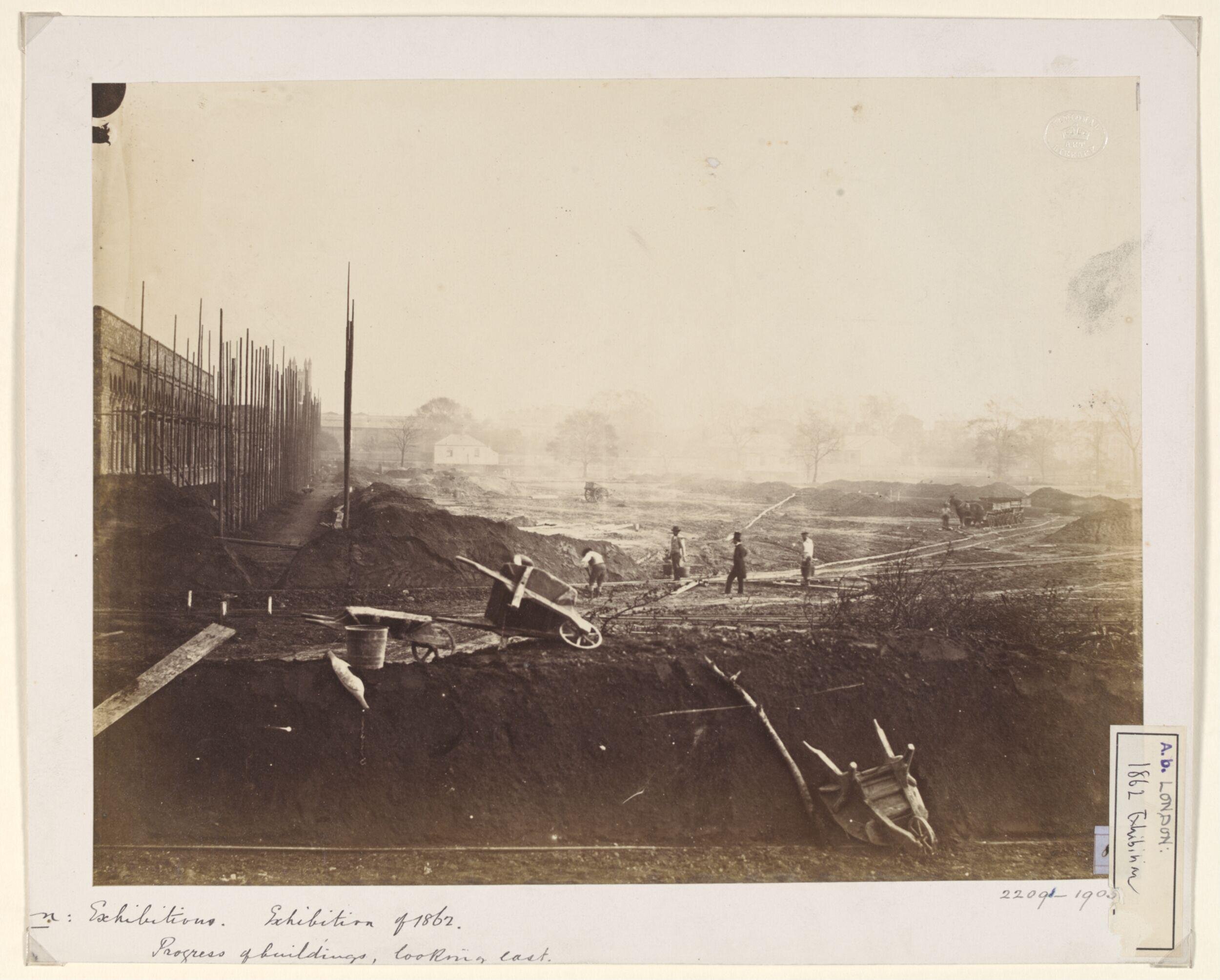 1862 International Exhibition, South Kensington, Progress of buildings, looking east