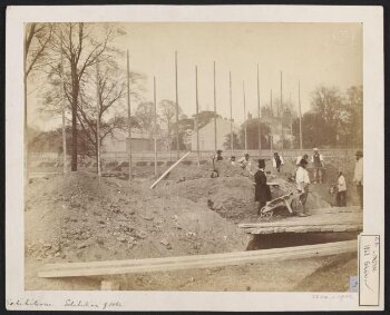 1862 International Exhibition, South Kensington, view of foundations under construction