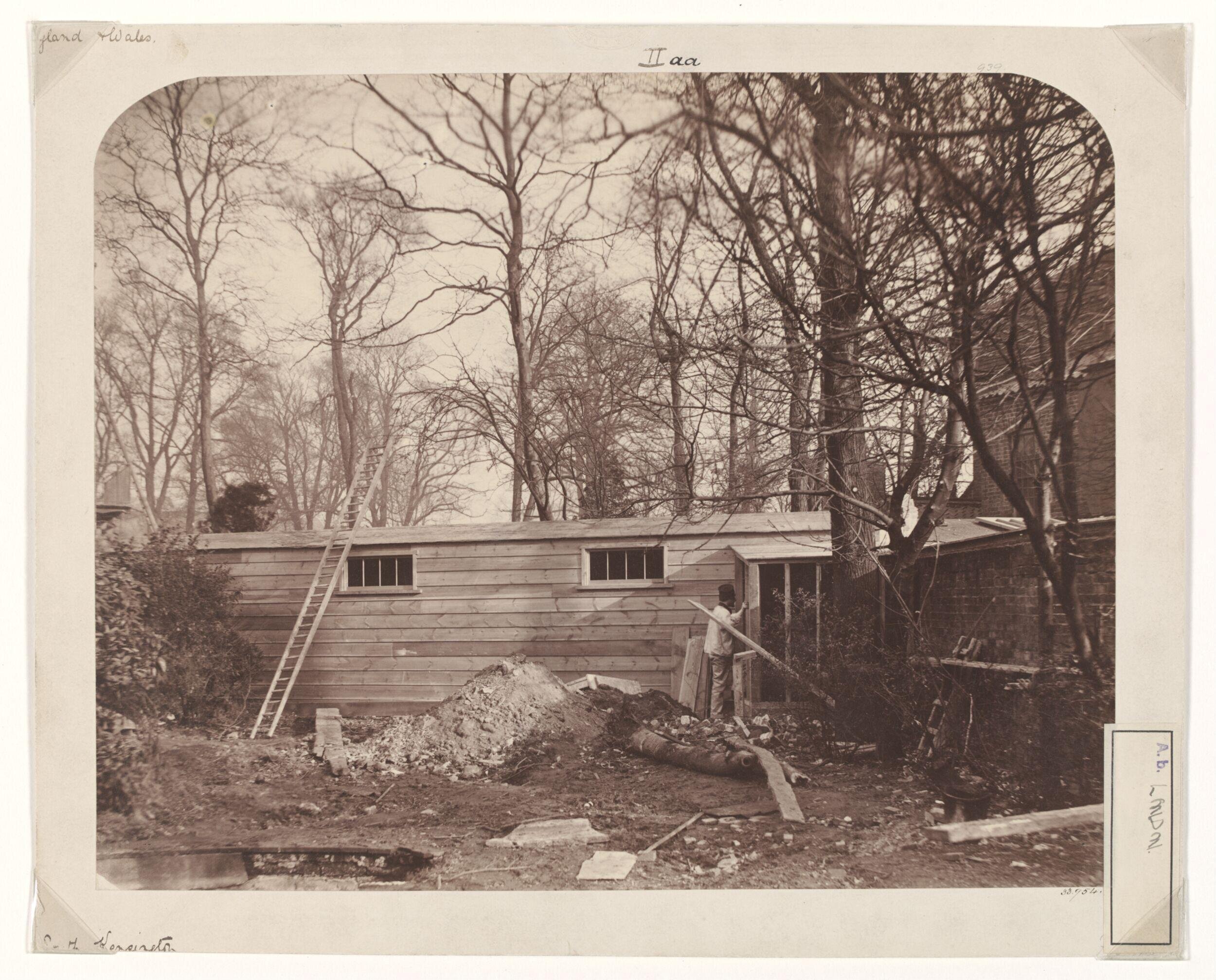 South Kensington Museum with shed, ladder and sapper