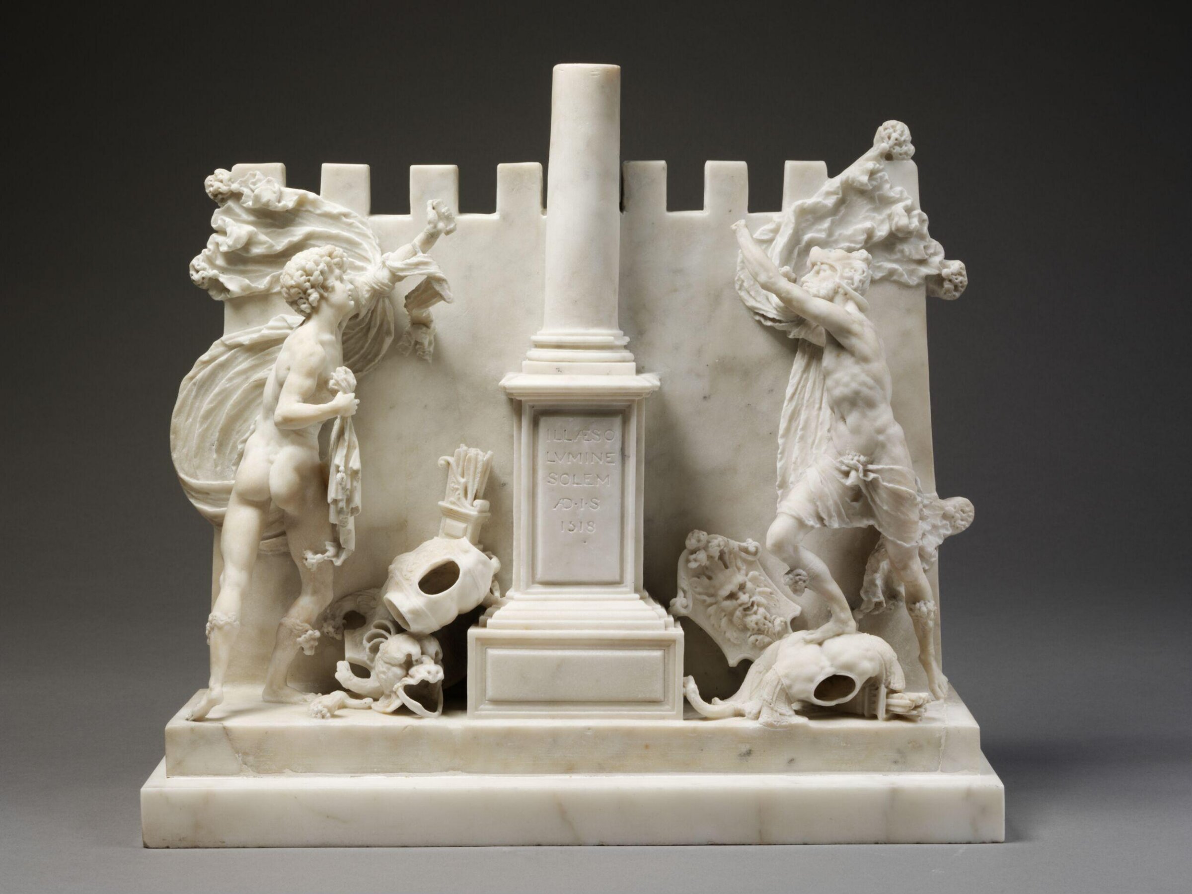 Relief depicting two warriors shooting at the sun, Benedetto Cervi, ca. 1531-1532
