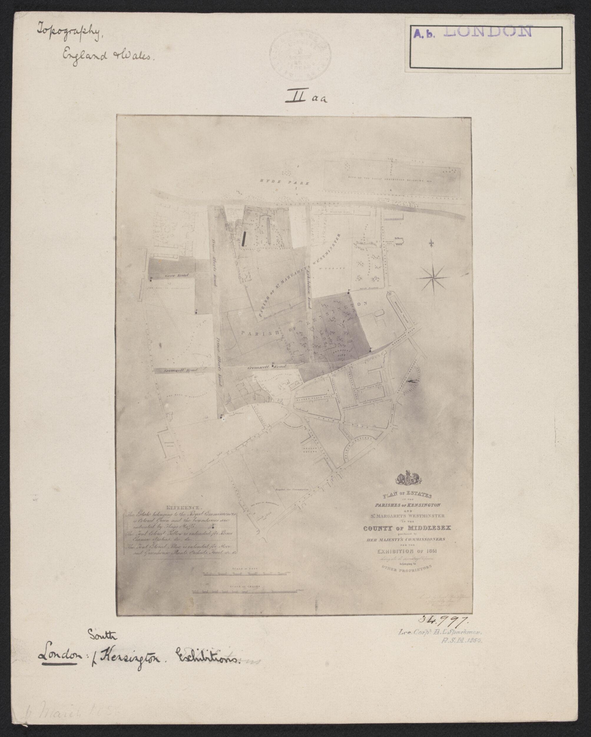 Plan of the estates of the area of South Kensington, commissioned for the Exhibition of 1851