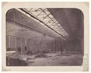 Interior view of the South Kensington Museum (the 'Brompton Boilers') under construction