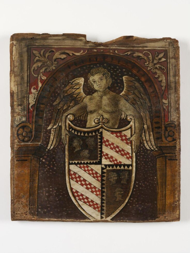 A Cupid with a coat of arms top image