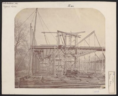 Exterior view of the South Kensington Museum (the 'Brompton Boilers') under construction