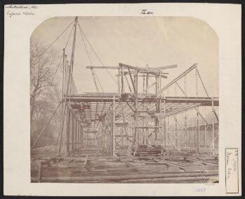 Exterior view of the South Kensington Museum (the 'Brompton Boilers') under construction