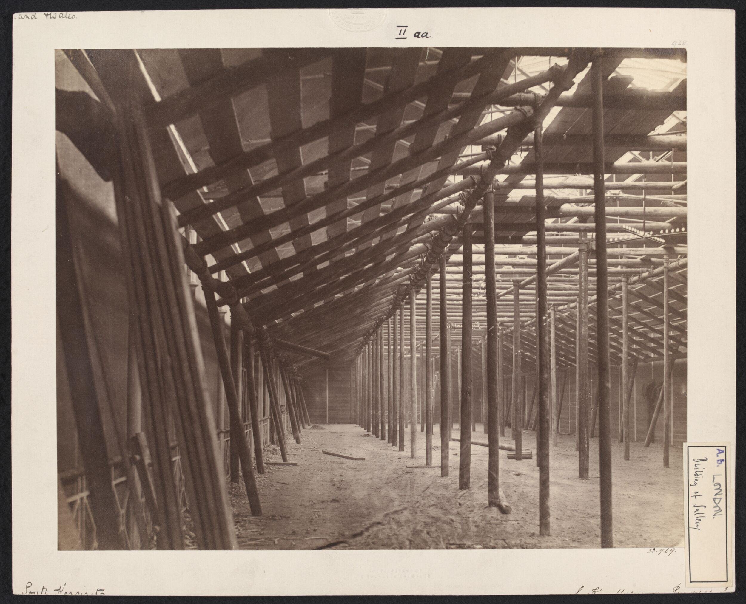 Interior view of gallery under construction, South Kensington Museum (the 'Brompton Boilers')
