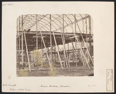 Exterior view of the South Kensington Museum (the 'Brompton Boilers') under construction