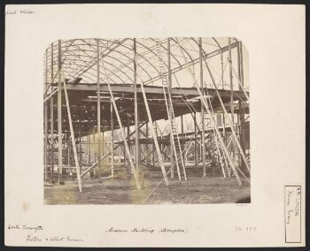 Exterior view of the South Kensington Museum (the 'Brompton Boilers') under construction