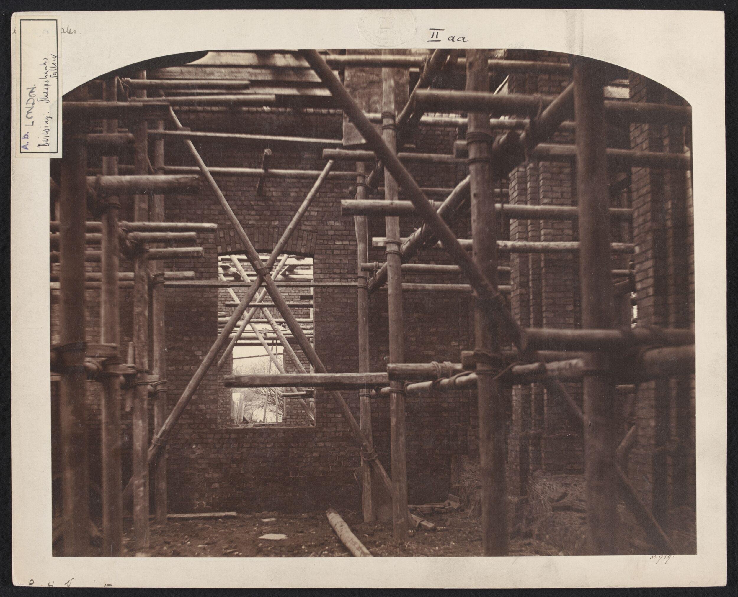 Interior view of the Sheepshanks Gallery (Gallery 26) under construction, South Kensington Museum