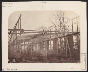 Exterior view of the South Kensington Museum (the 'Brompton Boilers') under construction