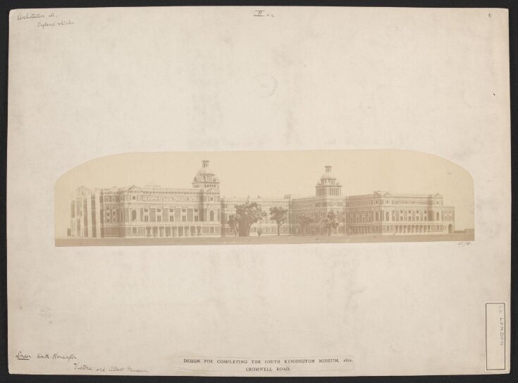 Model of the proposed South kensington Museum buildings, completed according to the plans of Henry Scott, view from the south-west image