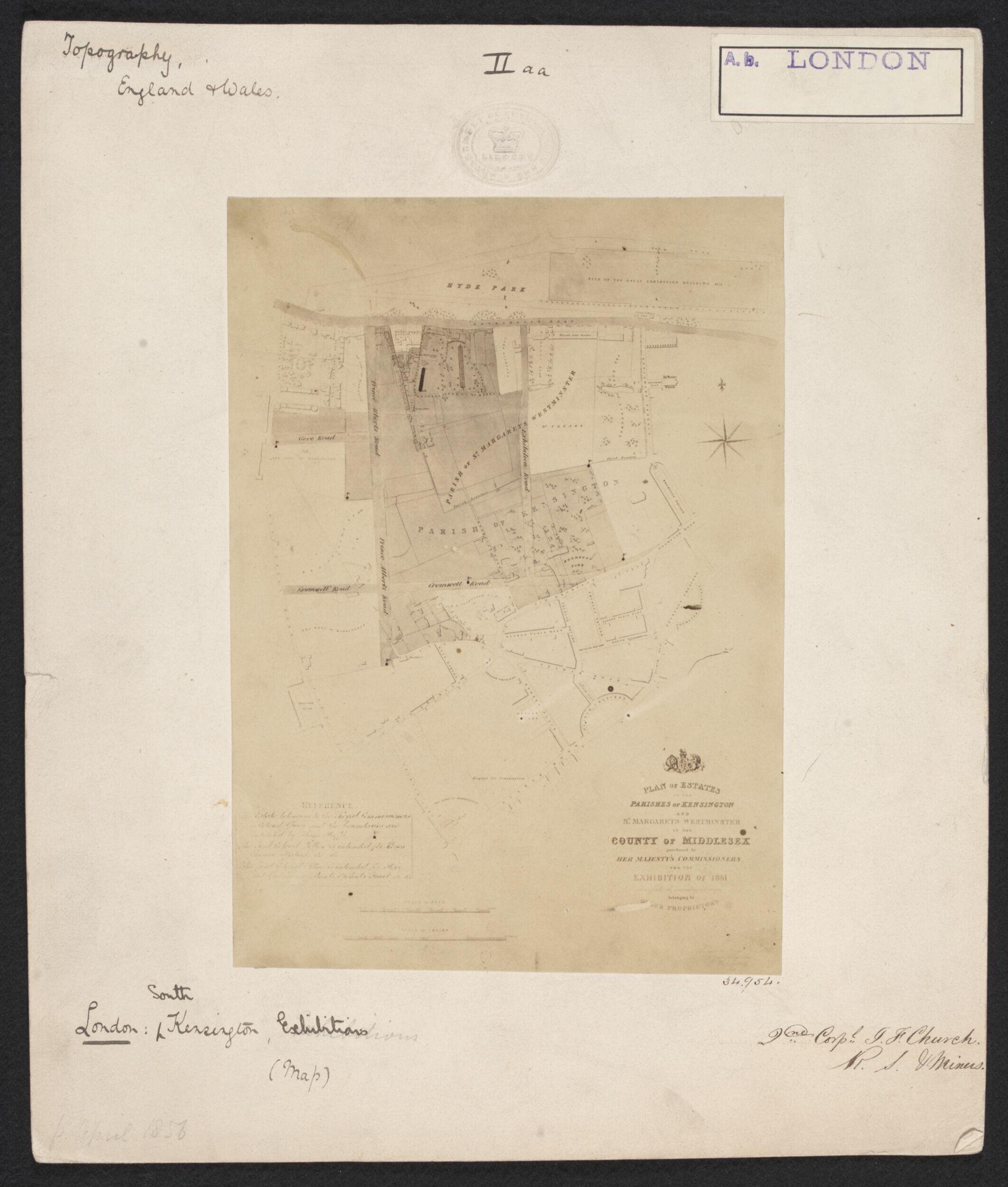 Plan of the parishes of Kensington and St. Margarets, Westminster