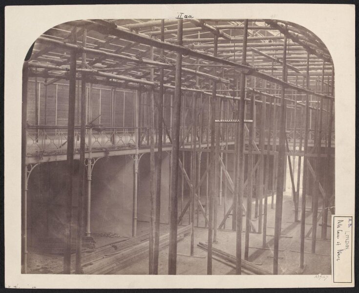 Interior view of the north-west corner of the nave under construction, South Kensington Museum (the 'Brompton Boilers') image