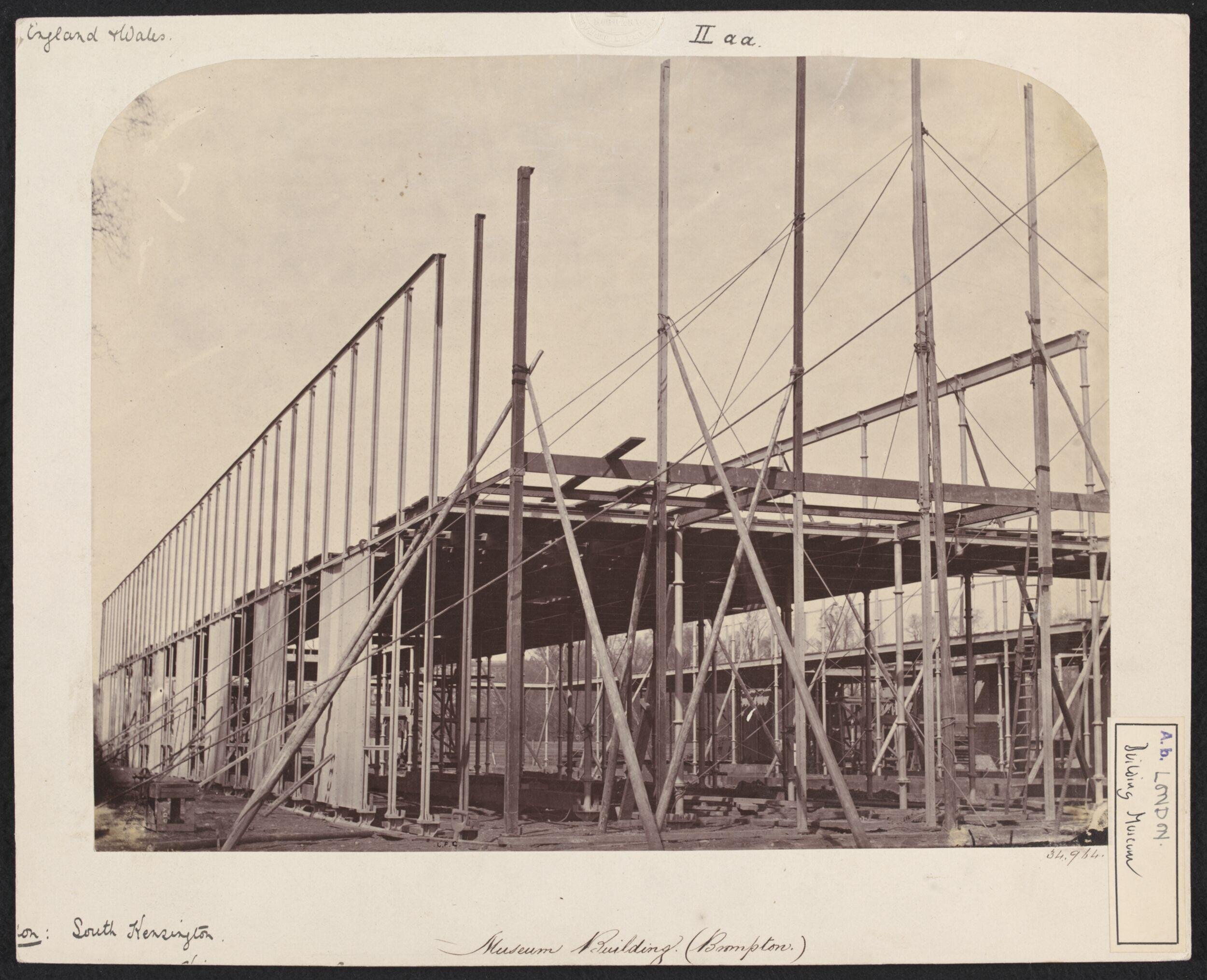 Exterior view of the South Kensington Museum (the 'Brompton Boilers') under construction