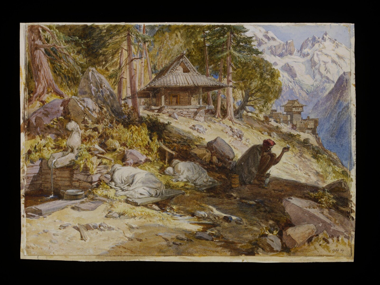 Children sleeping in the Himalayas, William Simpson, 1864