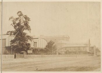 South Kensington Museum, 'Brompton Boilers' and Refreshment Rooms seen from Cromwell Road