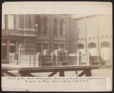 Model of the South Kensington Museum in its proposed completed form.  Designed by Major Gen. Scott, C.B., F.R.S.