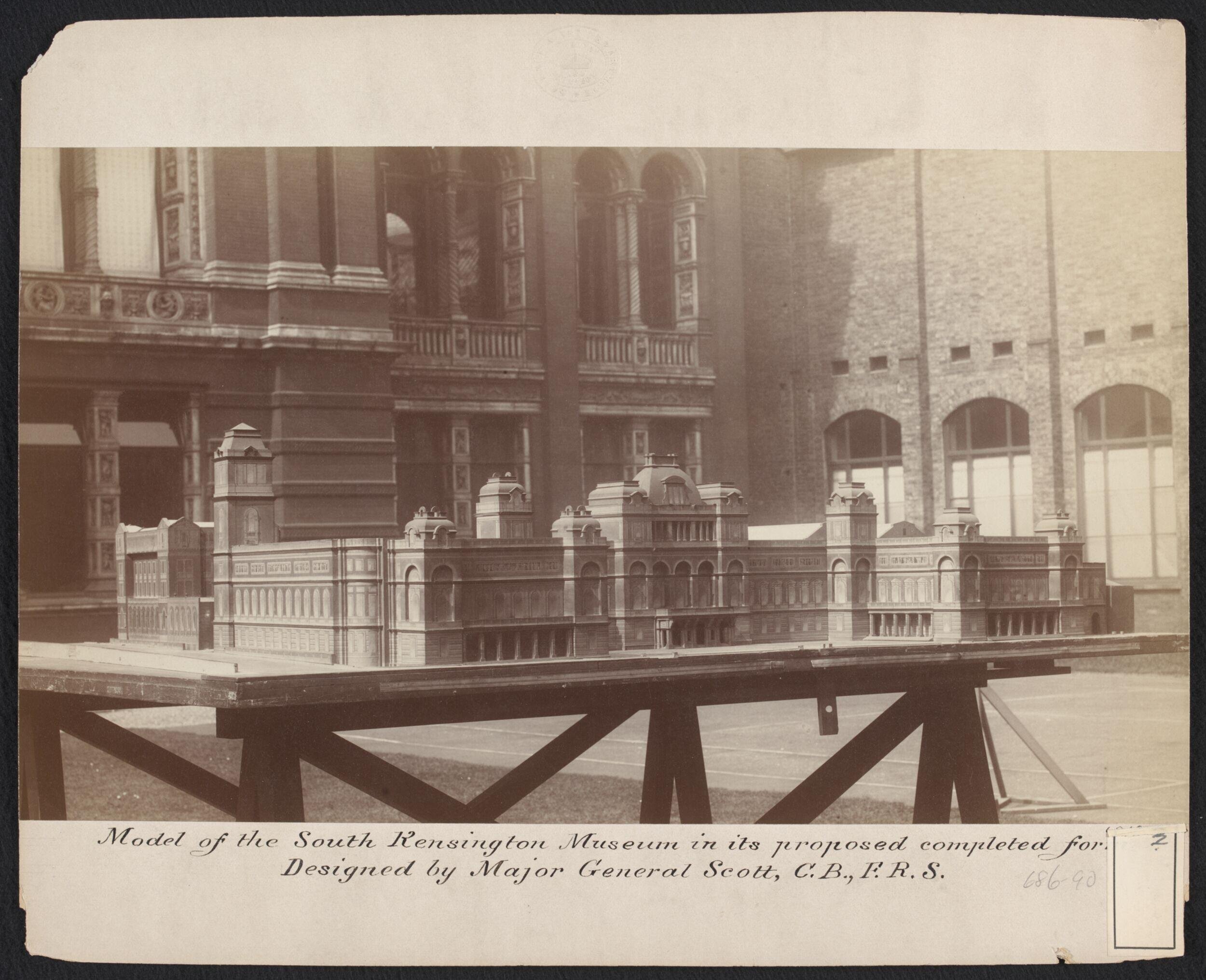 Model of the South Kensington Museum in its proposed completed form.  Designed by Major Gen. Scott, C.B., F.R.S.