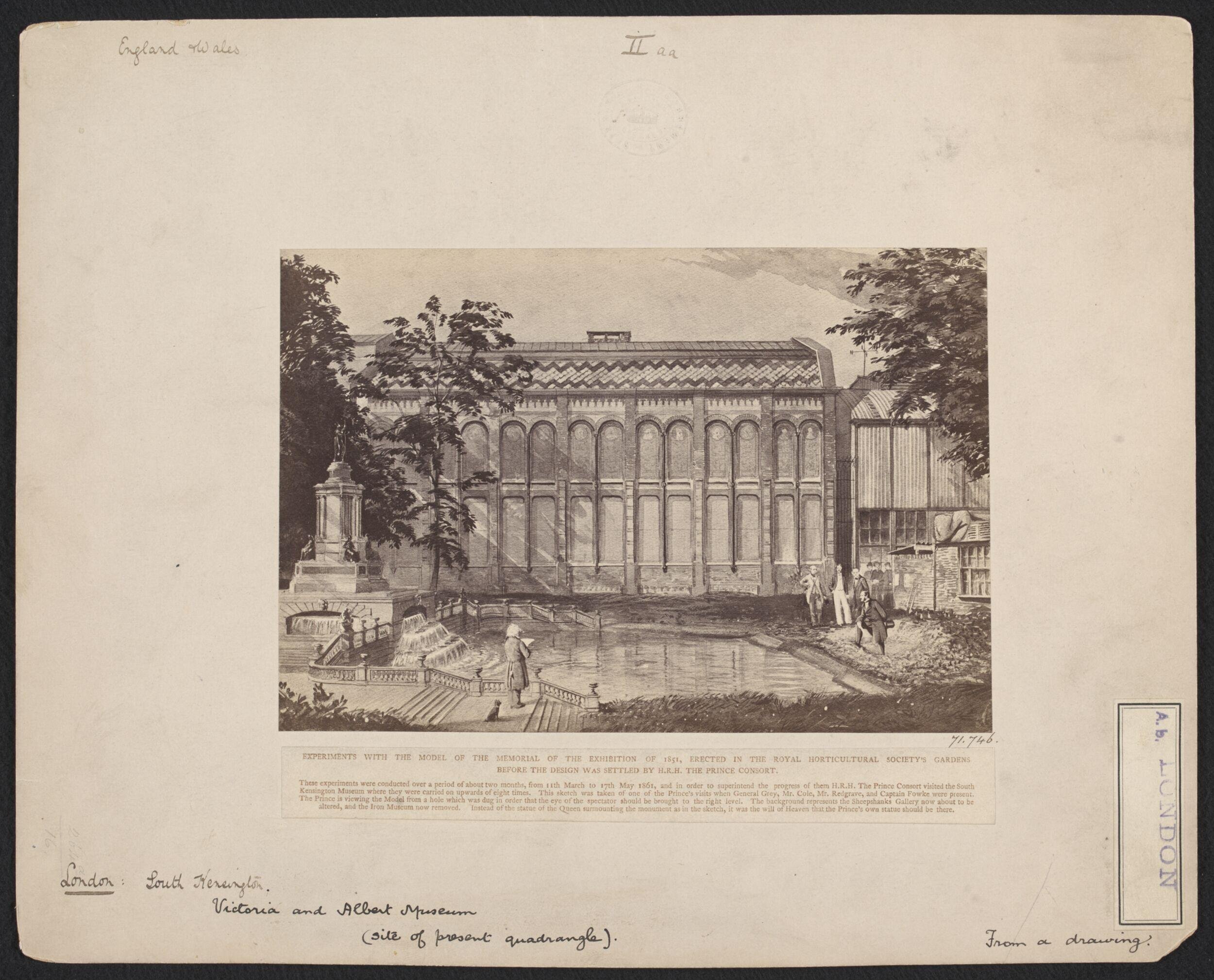 Experiments with the Model of the Memorial of the Exhibition of 1851, Erected in the Royal Horticultural Society's Gardens before the Design was Settled by H.R.H. the Prince Consort