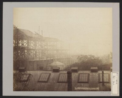 South Kensington, construction of 1862 International Exhibition building, Panorama of East front