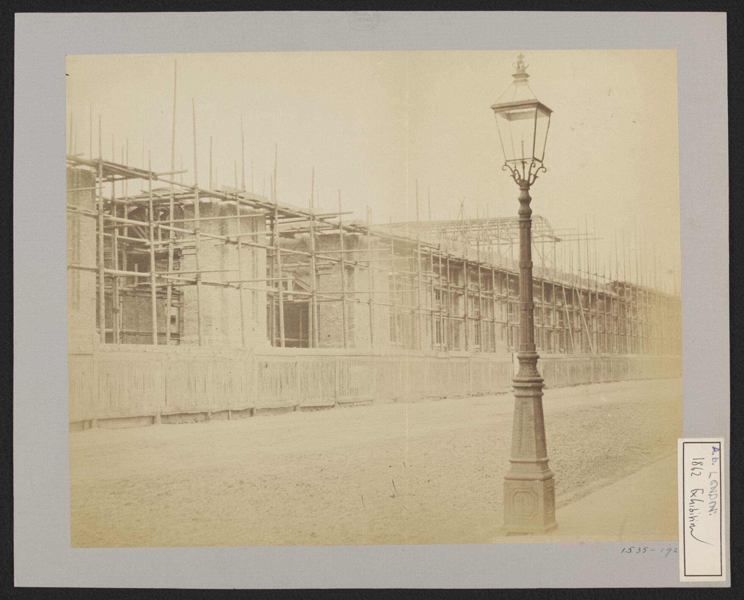 Construction of 1862 International Exhibition buildings, East front