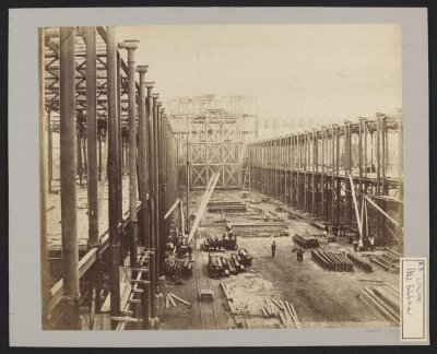 Construction of 1862 International Exhibition buildings, general view from west end