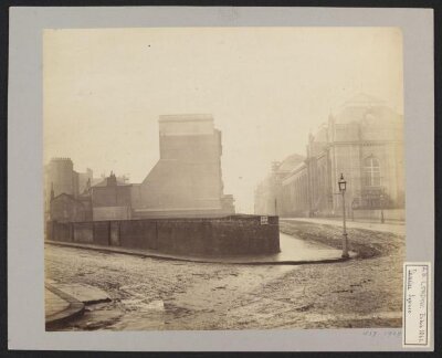 South Kensington, 1862 International Exhibition buildings, main frontage to Cromwell Road with South Kensington Museum plot on left and Thurloe Place in foreground