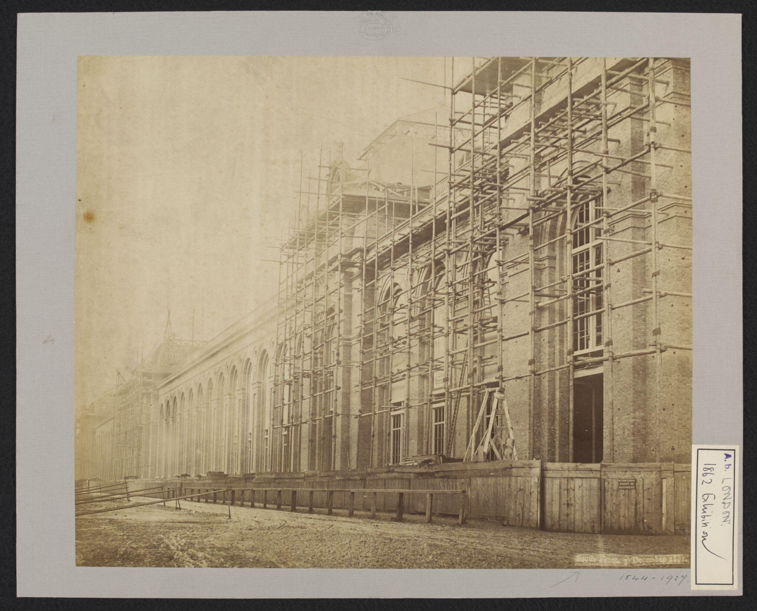  South Kensington, Constructing the South front, Cromwell Road, of the 1862 International Exhibition