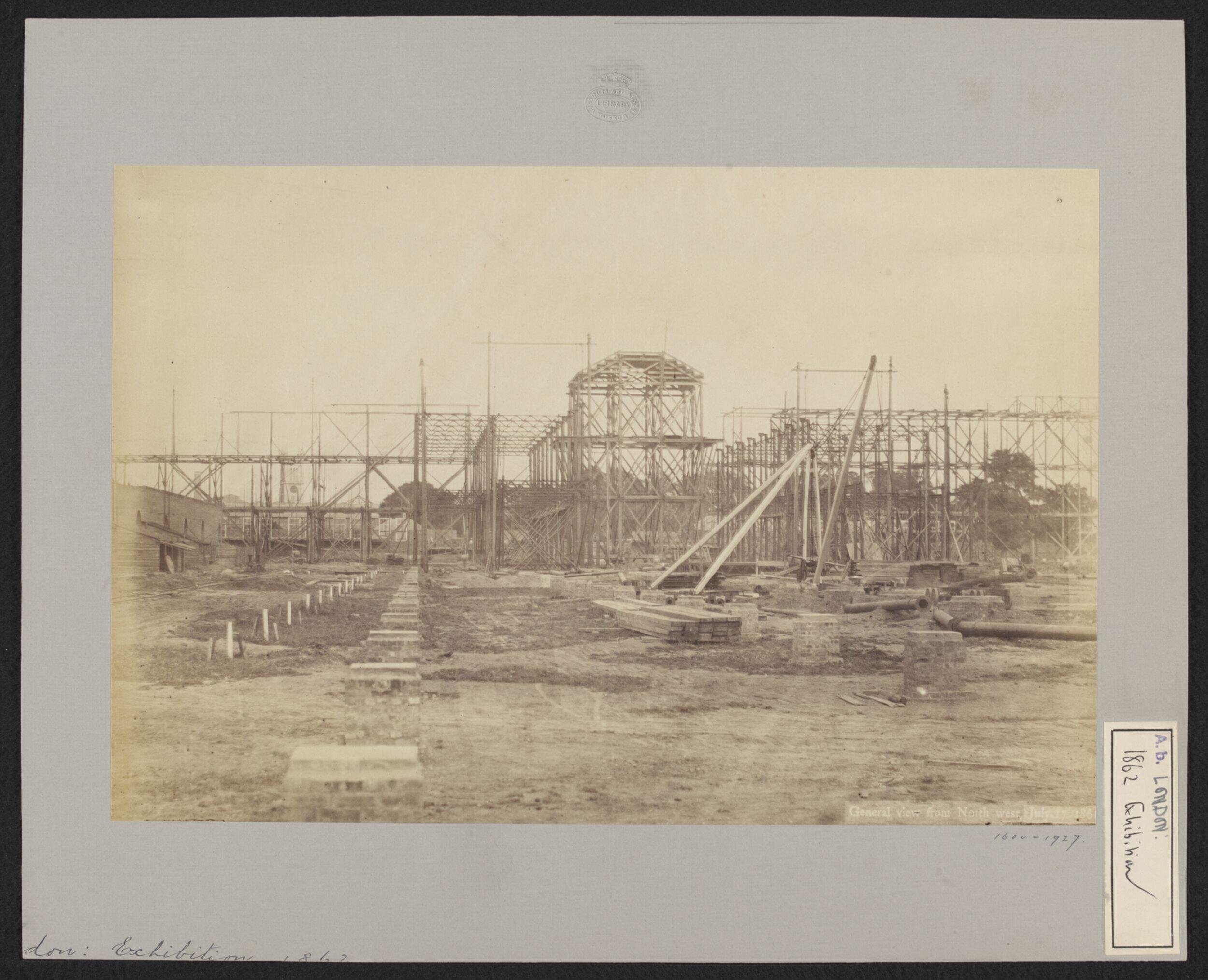 South Kensington, Construction of 1862 International Exhibition buildings, view from north-west