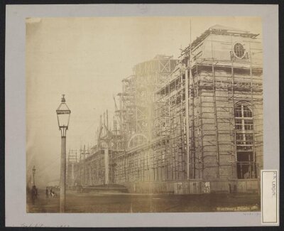 South Kensington, 1862 International Exhibition, West front, construction