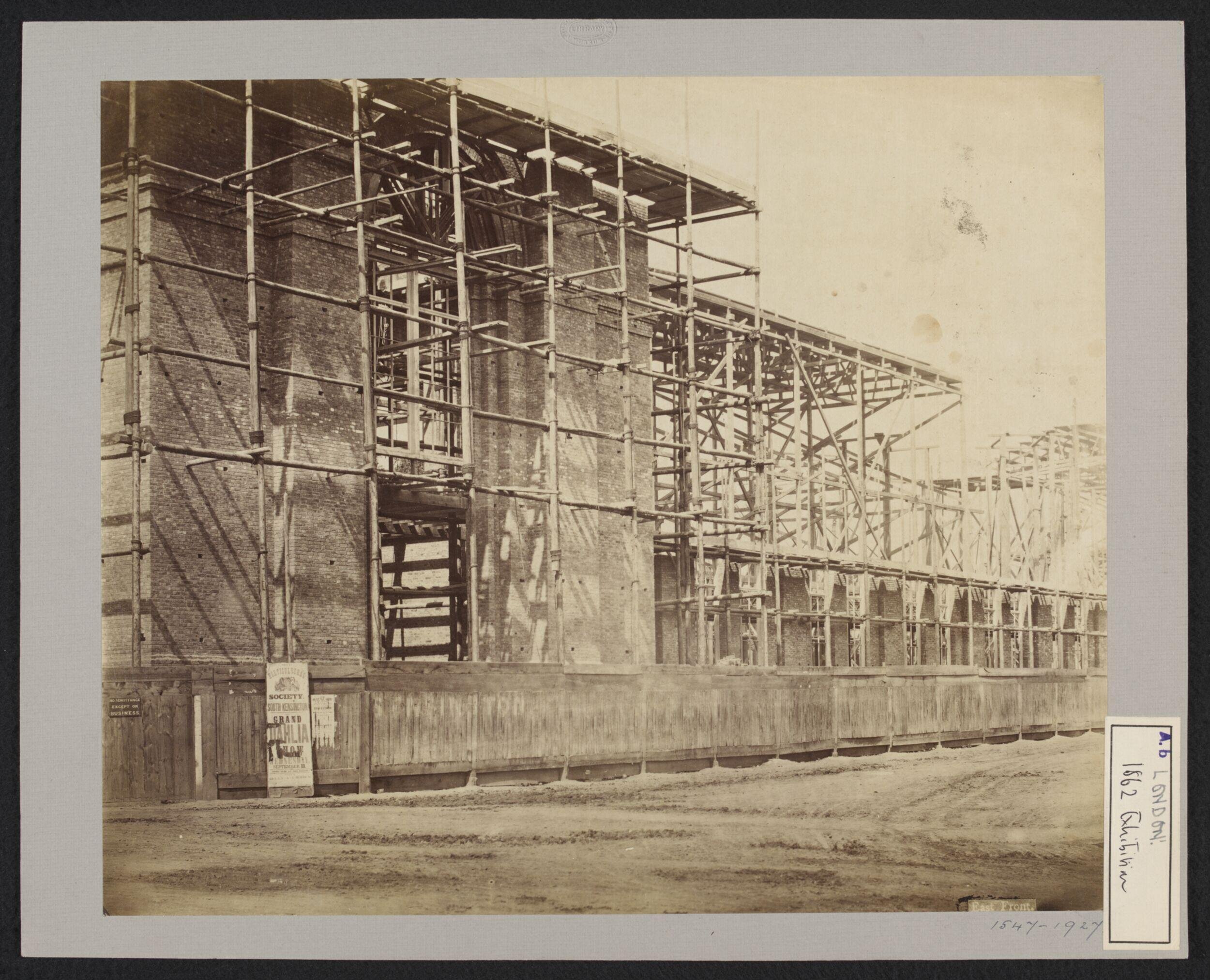 South Kensington, Construction of 1862 International Exhibition buildings, East front