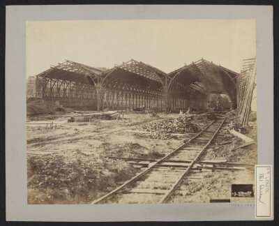 Construction of 1862 International Exhibition buildings, machinery shed