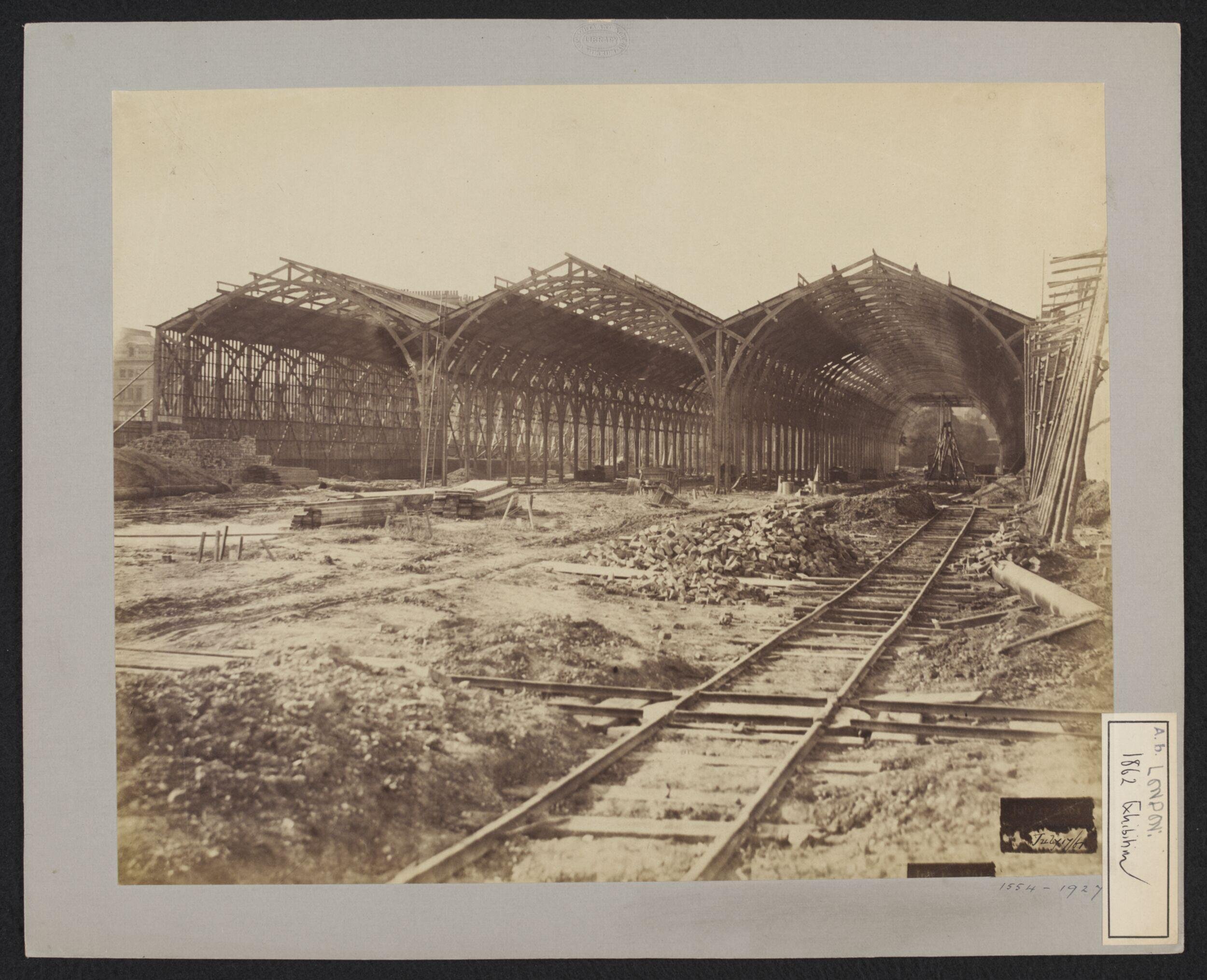 Construction of 1862 International Exhibition buildings, machinery shed
