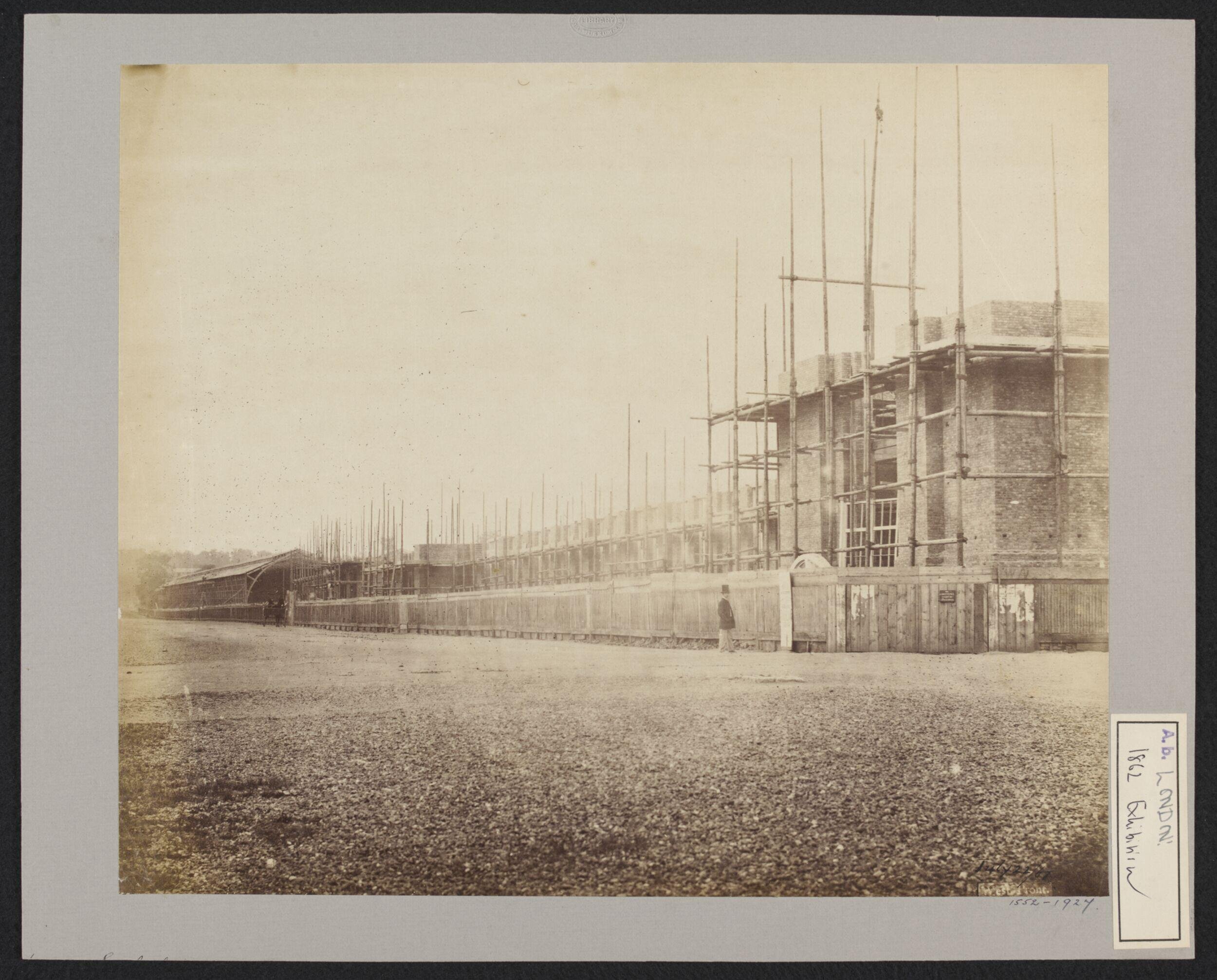 Construction of 1862 International Exhibition buildings, west front