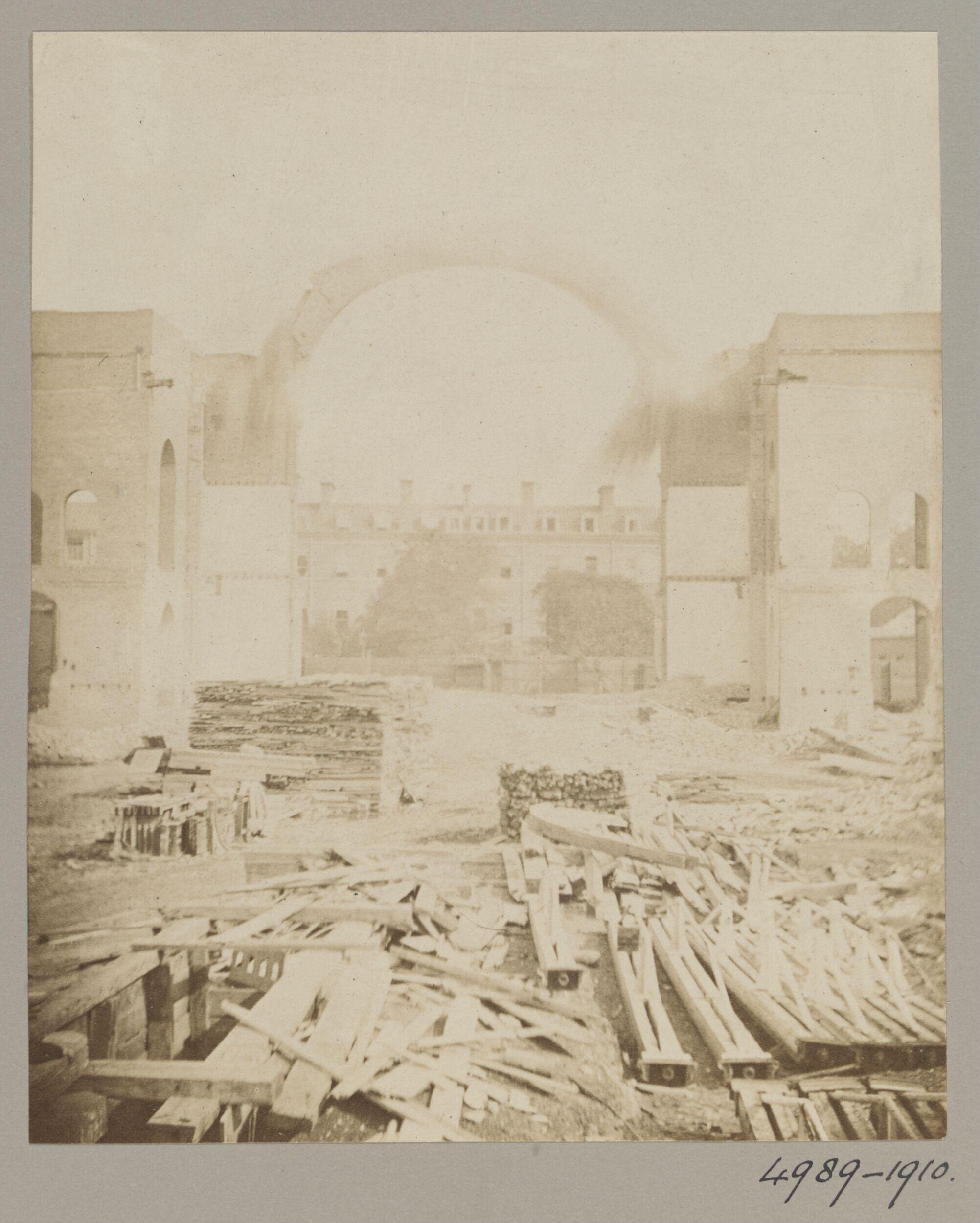 South Kensington, Arch of East Dome of 1862 International Exhibition showing demolition
