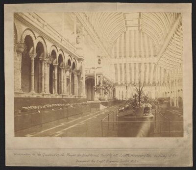 Interior view of the conservatory of the Royal Horticultural Society, 10 July 1861, designed by Captain Francis Fowke