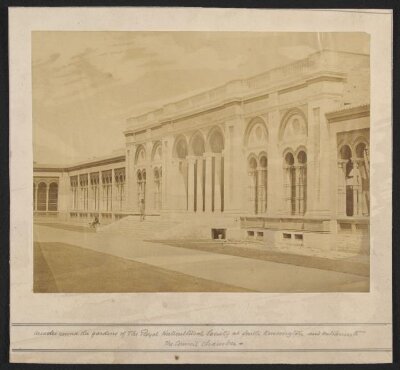 Arcades round the gardens of the Royal Horticultural Society and entrance to the Council Chamber