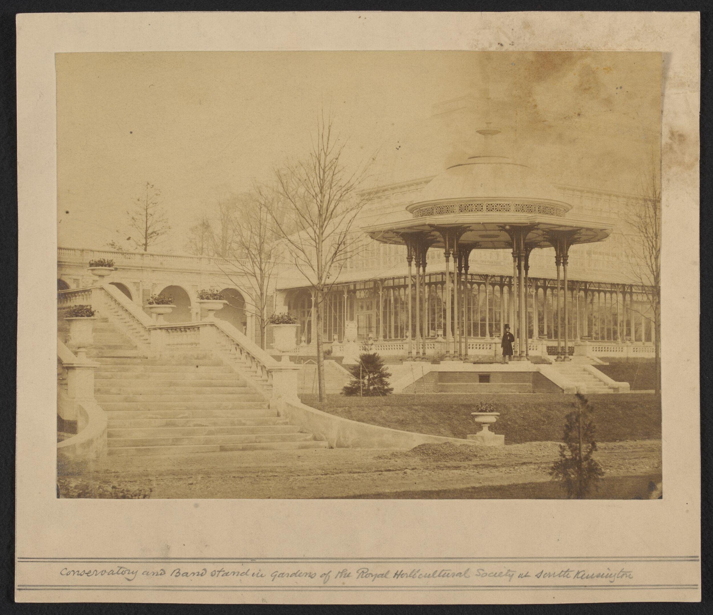 View of the conservatory and band stand, etc. in the gardens of the Royal Horticultural Society