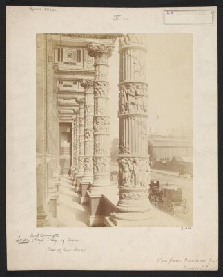Lower loggia of Science Schools looking over Exhibition Road towards Indian Museum